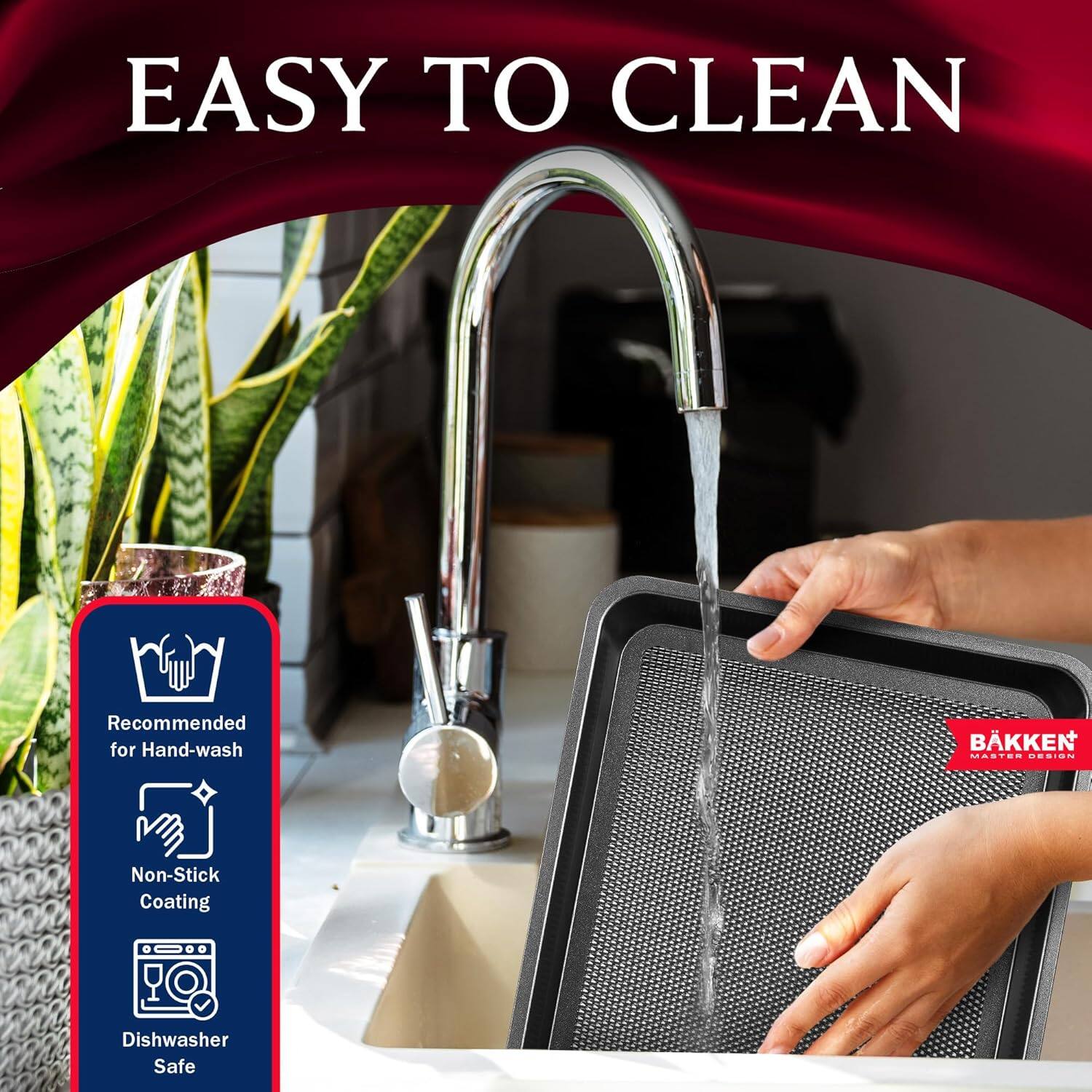 EASY TO CLEAN Recommended for Hand-wash Non-Stick Coating Dishwasher Safe BKKEN MASTER DESIGN