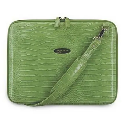 Front. Mobile Edge - Mobile Edge Faux-Croc TechStyle Portfolio Case - Clamshell - Shoulder Strap - EVA (Ethylene Vinyl Acetate) - Green - Green.
