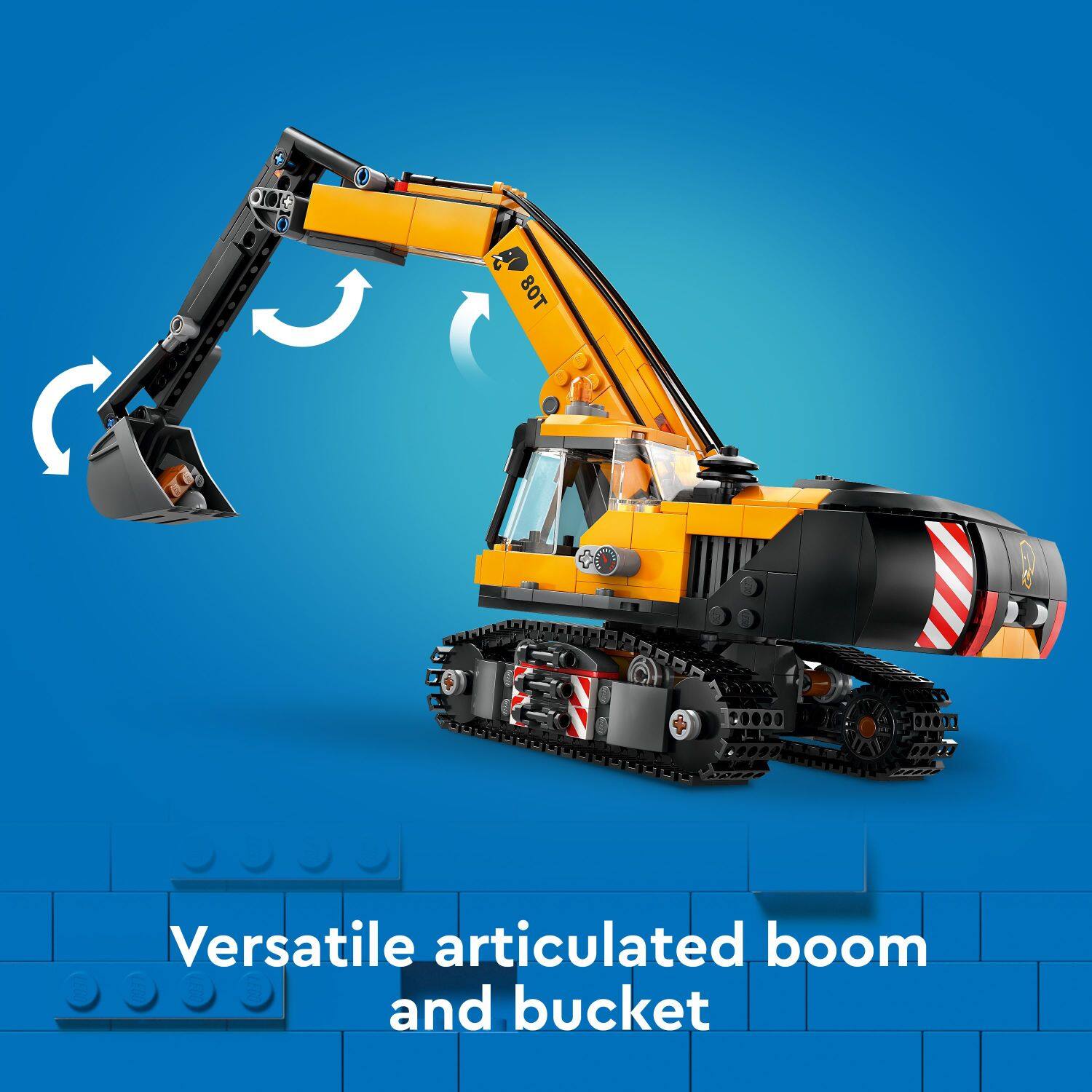 Versatile articulated boom and bucket.