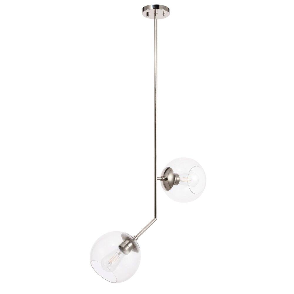 Alt View 8. Living District - Ryland 2 Light Chrome And Clear Glass Pendant - Chrome And Clear Glass.