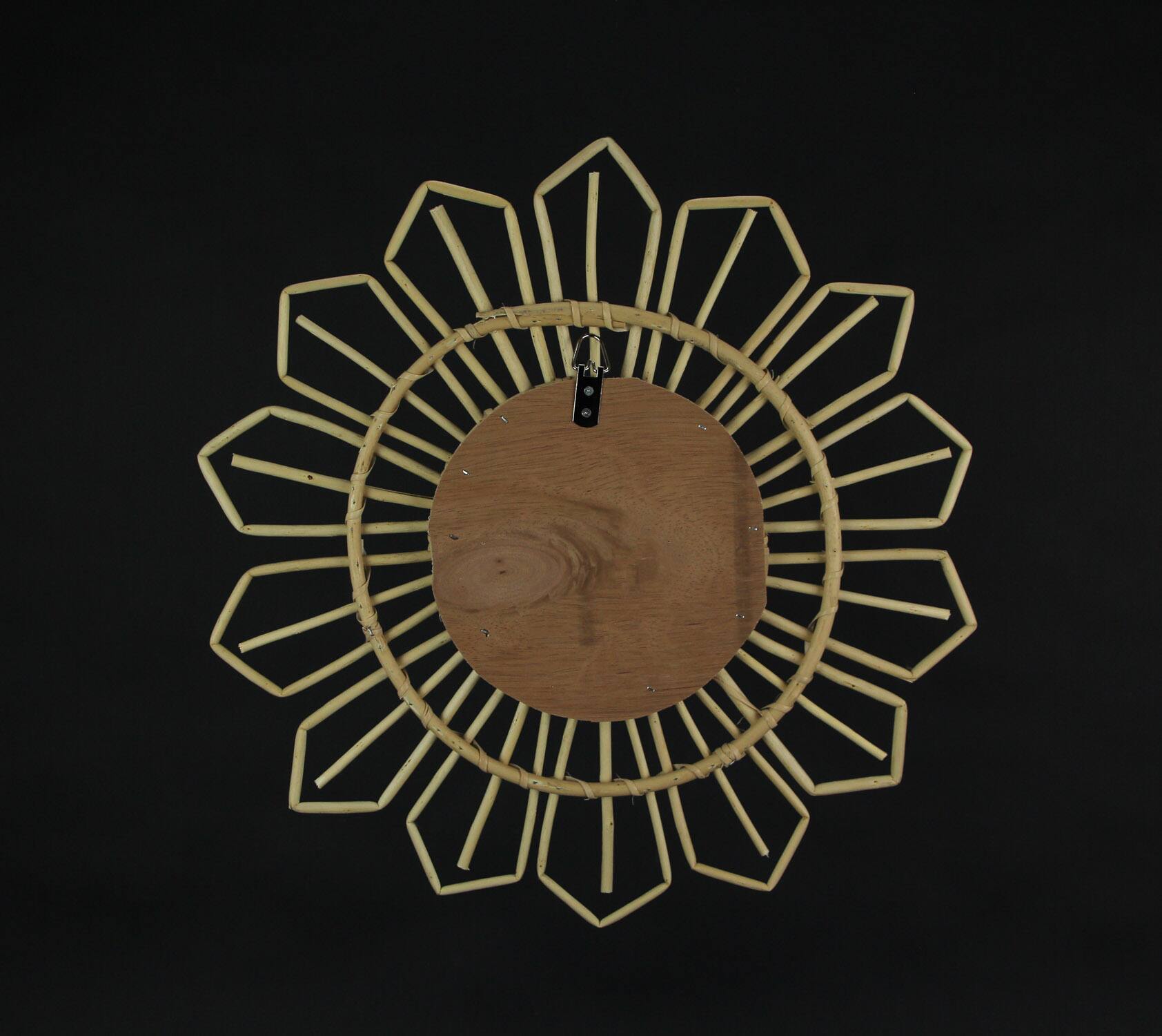 Alt View 3. Transpac - Natural Willow Wicker Framed Geometric Design Wall Mirror 17 Inch Diameter - Tan.