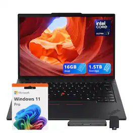 Lenovo - ThinkPad T14 14" WUXGA Touch Laptop,Intel Ultra 7 165U,16GB RAM,512GB SSD+1TB Dock Set,Backlit,Win 11 Pro - Black