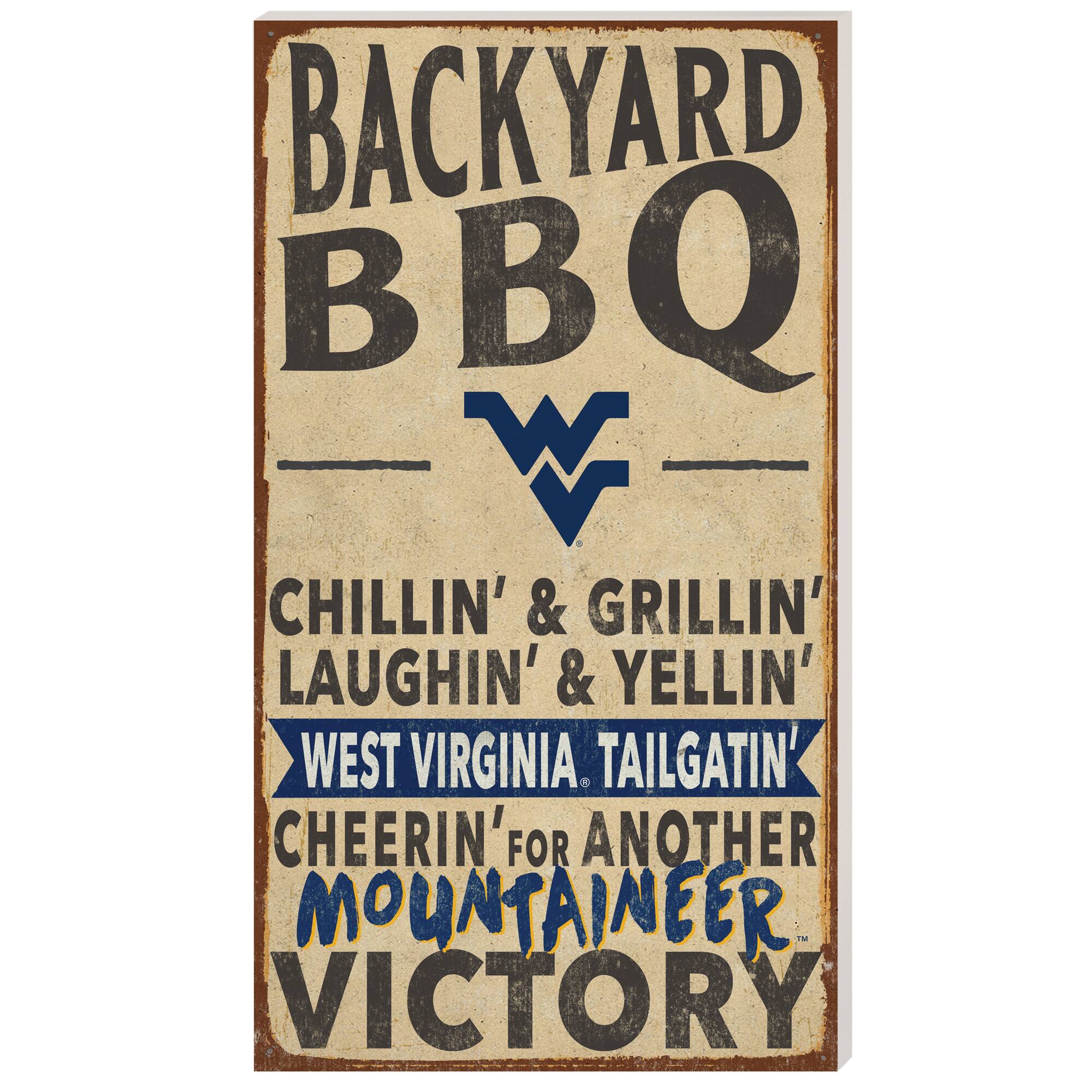 West Virginia Mountaineers 11'' x 20'' Indoor/Outdoor BBQ Sign