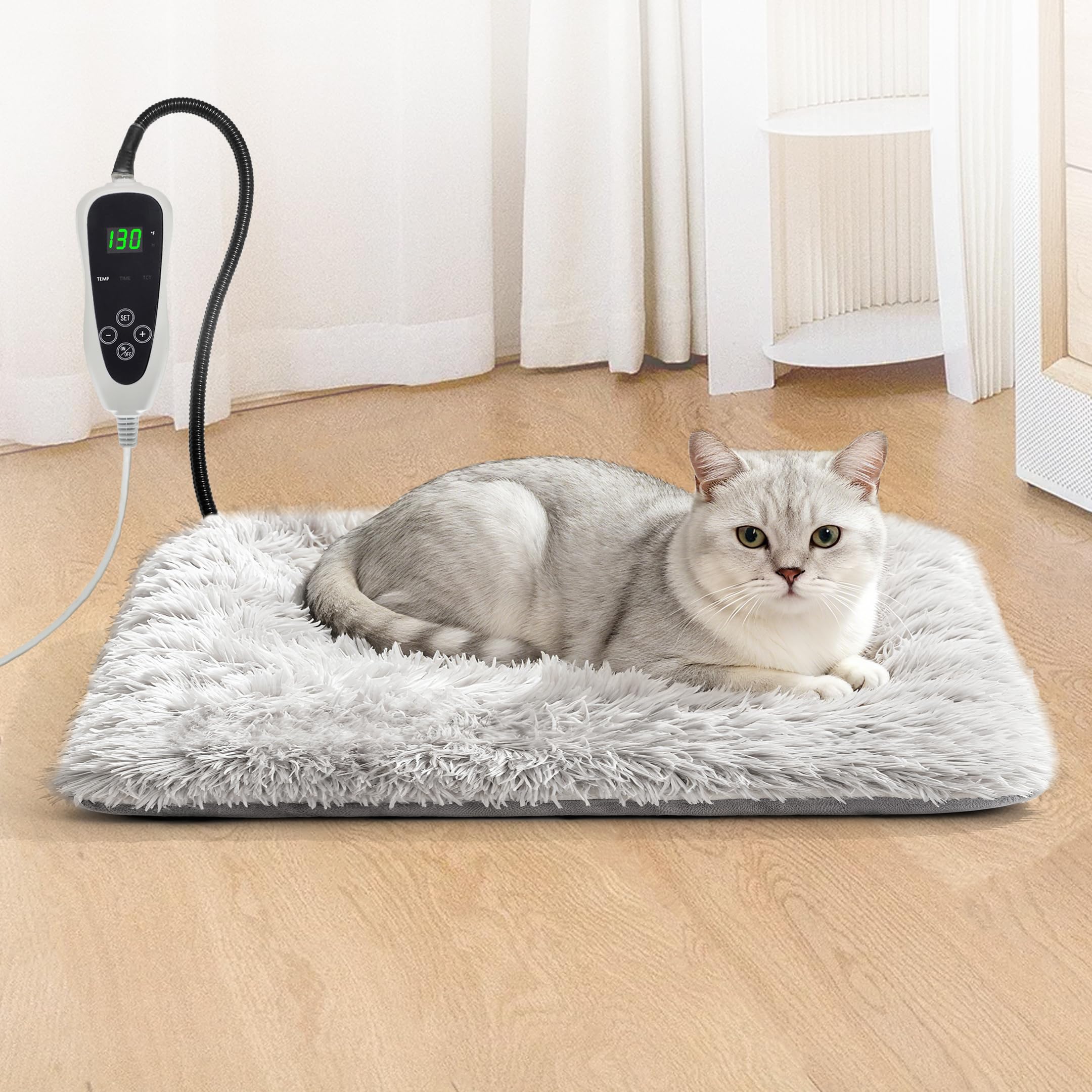 Front. METALTON - Cat Heating Pad 18x With Smart Thermostat And Power Line Protection Tube Obtained Met Ul Dual Certification... - 17.0"L x 13.0"W Grey Plush.