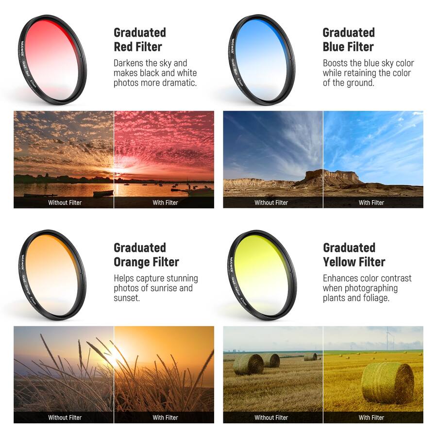 Grad Filter Kit Neewer Clip On 67mm Phone Filter Kit, CPL/ND32/Star/Graduated, w/ Cold ...