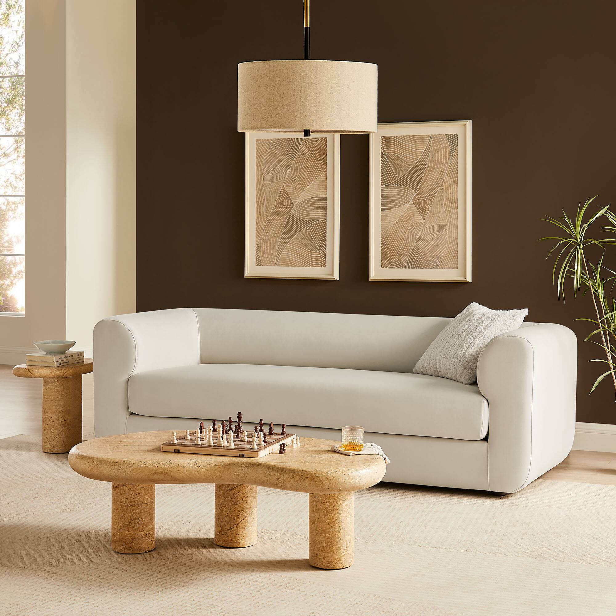 Alt View 4. Modway - Leif 89" Performance Velvet Upholstered Sofa by Modway - White.