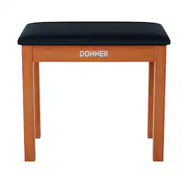 Donner music - Donner Solid Wood Piano Bench with Storage High-Density Suede Cushion Chair - Wood Color