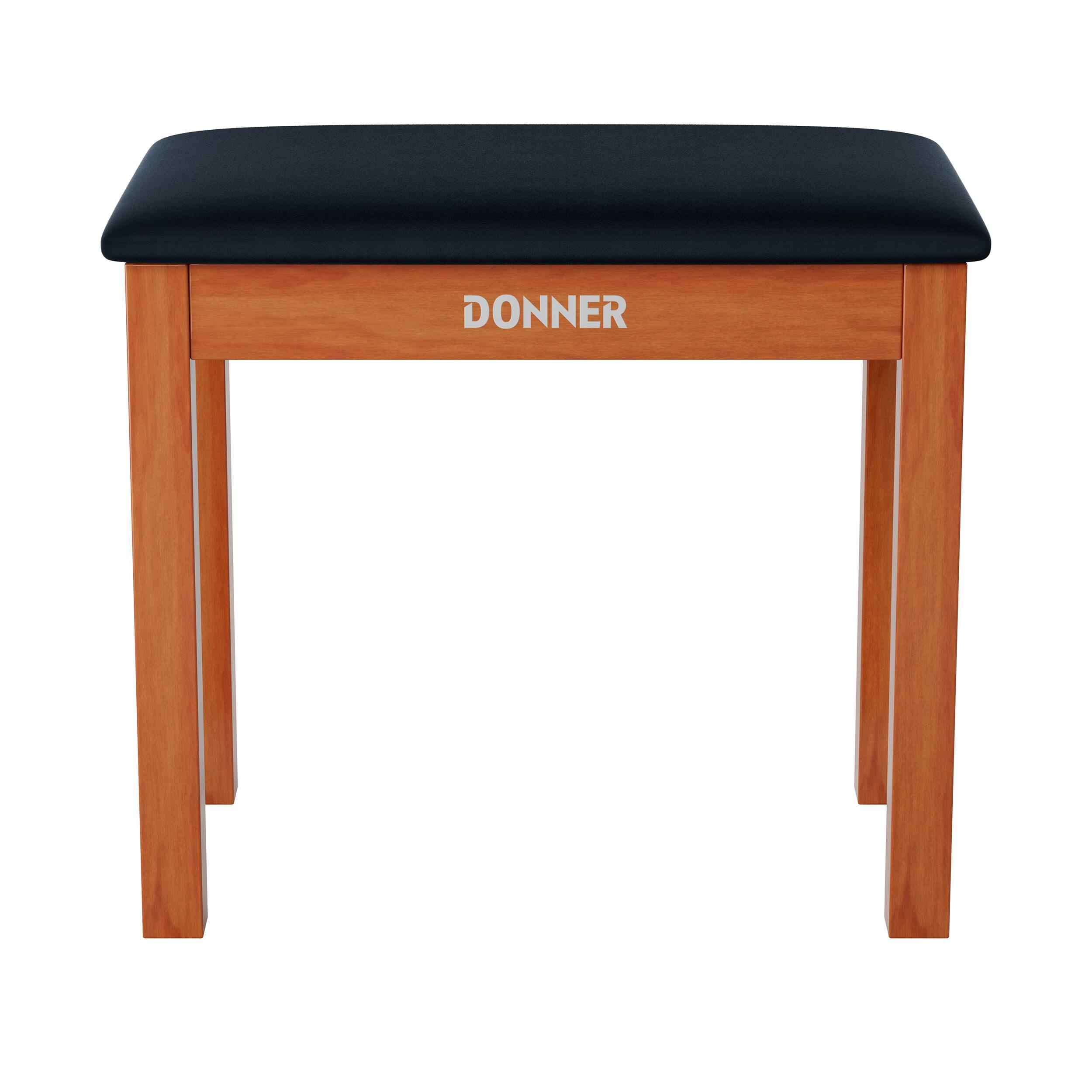 Front. Donner music - Donner Solid Wood Piano Bench with Storage High-Density Suede Cushion Chair Wood Color - Wood Color.