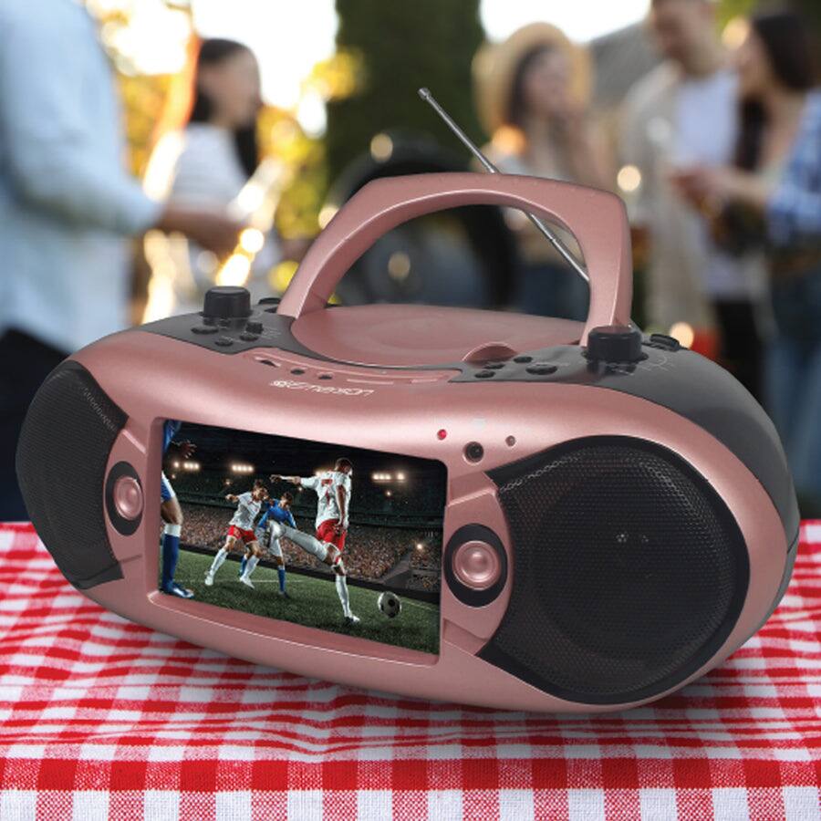 Alt View 1. Emerson - Emerson 7” Bluetooth® DVD Boombox with AM/FM Radio & Stereo Speakers - Rose Gold.