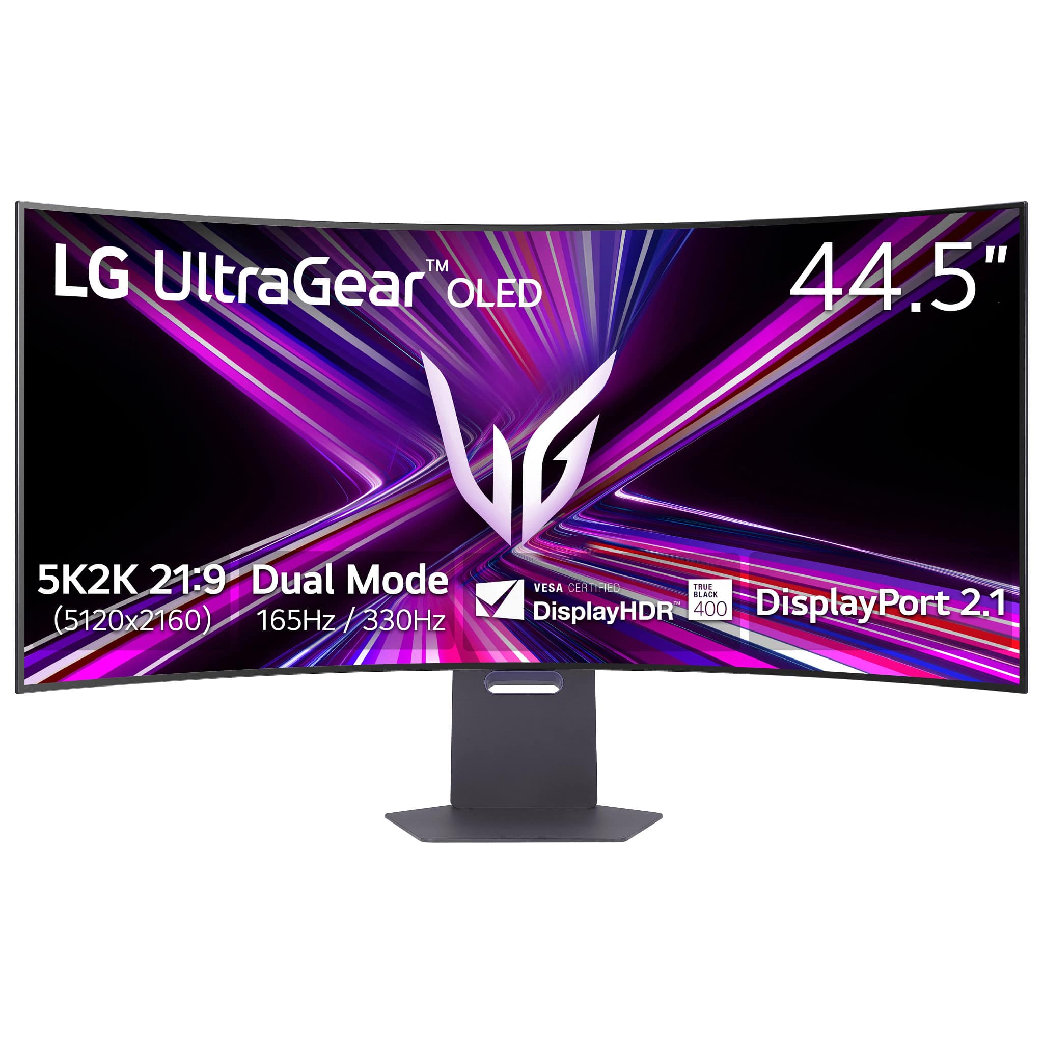 LG - UltraGear 45" OLED Dual Mode (5K2K WUHD 165Hz, WFHD 330Hz) 0.03ms G-Sync/FreeSync Premium Pro Gaming Monitor - Black - Front_Zoom