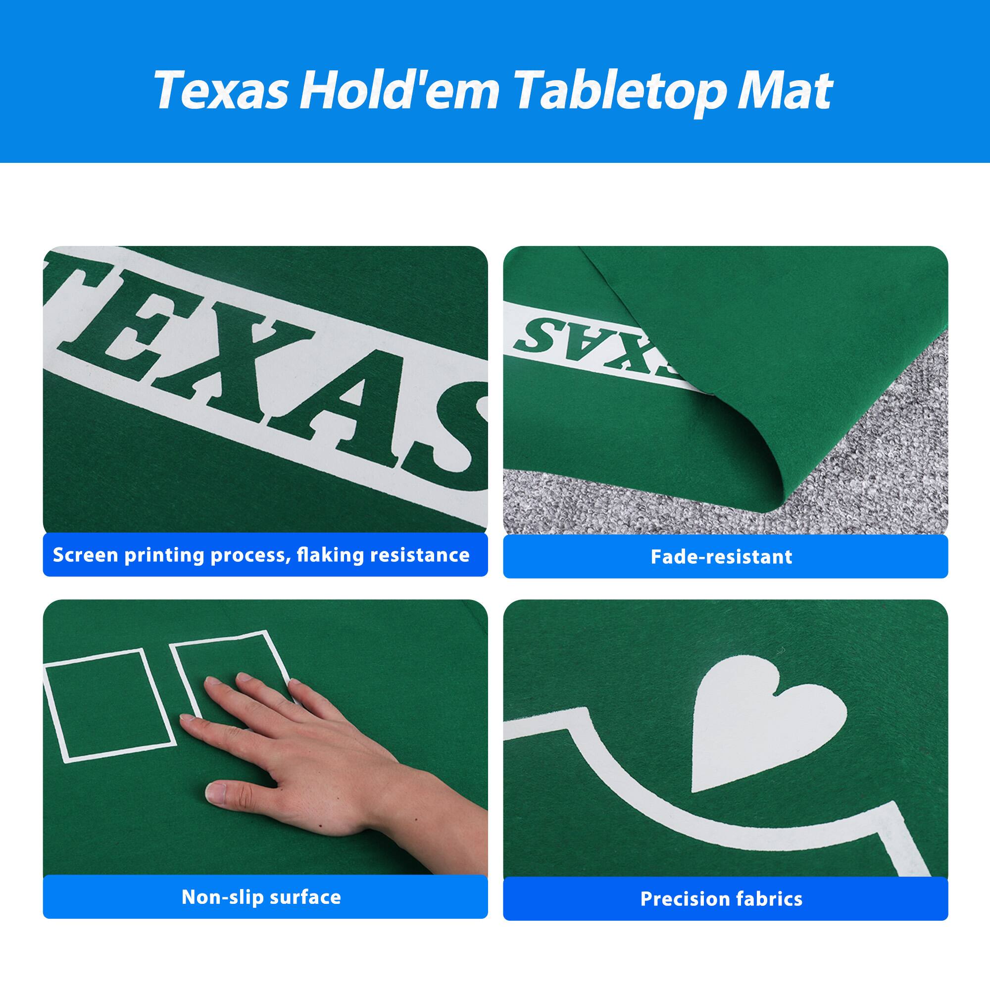 Texas Hold'em Tabletop Mat

Screen printing process, flaking resistance
Fade-resistant
Non-slip surface
Precision fabrics