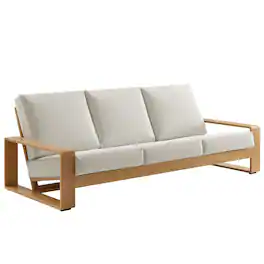 Lirienne Outdoor Patio Aluminum Faux Wood Sofa by Modway - Ivory Natural