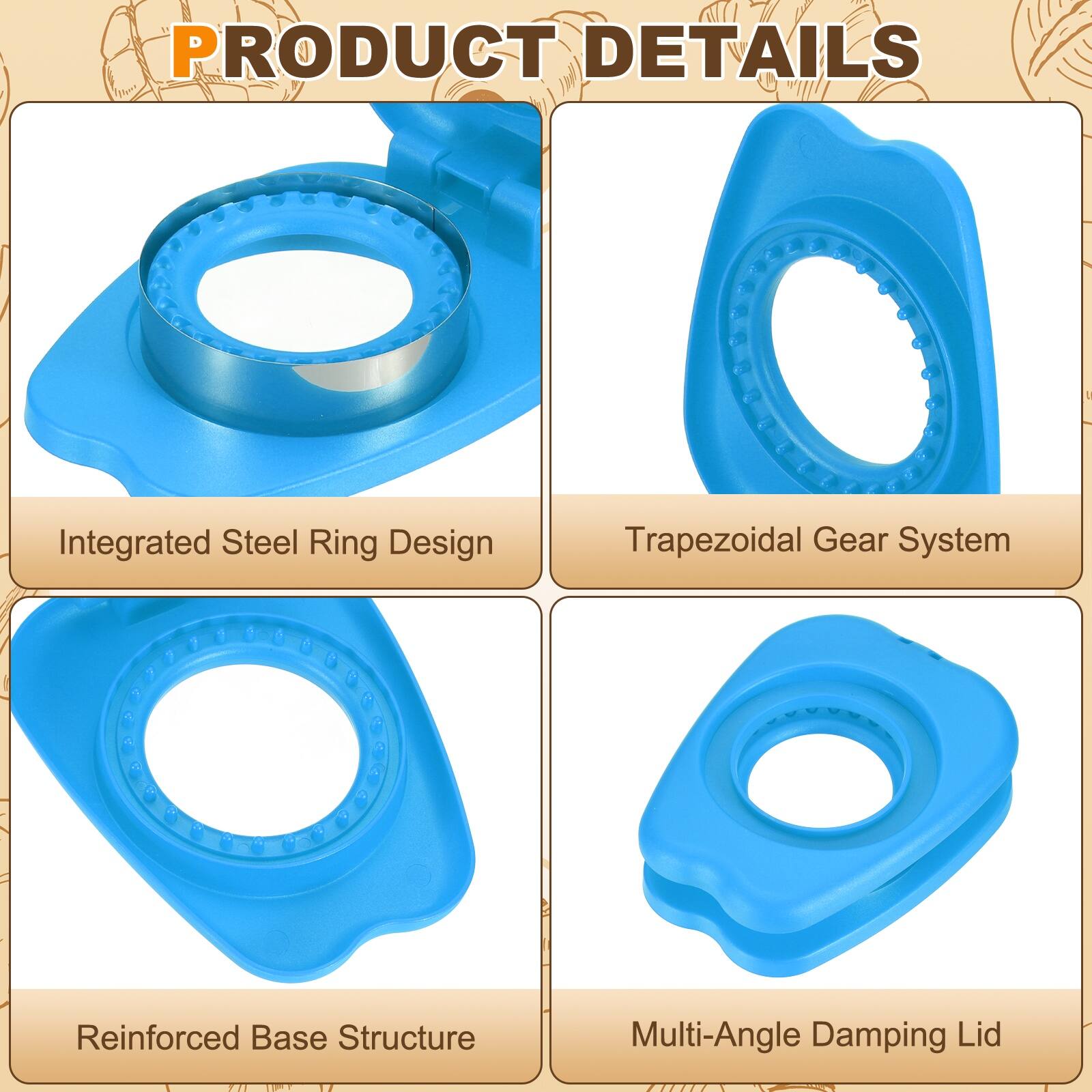 PRODUCT DETAILS

- Integrated Steel Ring Design
- Trapezoidal Gear System
- Reinforced Base Structure
- Multi-Angle Damping Lid
