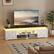 Alt View 7. Skyzoo - Skyzoo TV Stand for with LED Lights & Power Outlets, Farmhouse Entertainment Center, White, up to 80" TVs - White.