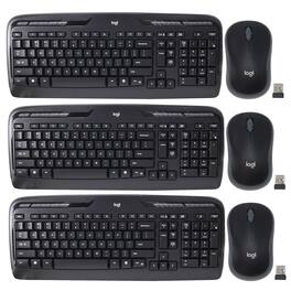 3x Logitech MK320 Full-size Wireless Membrane Keyboard and Mouse Bundle for PC - Black