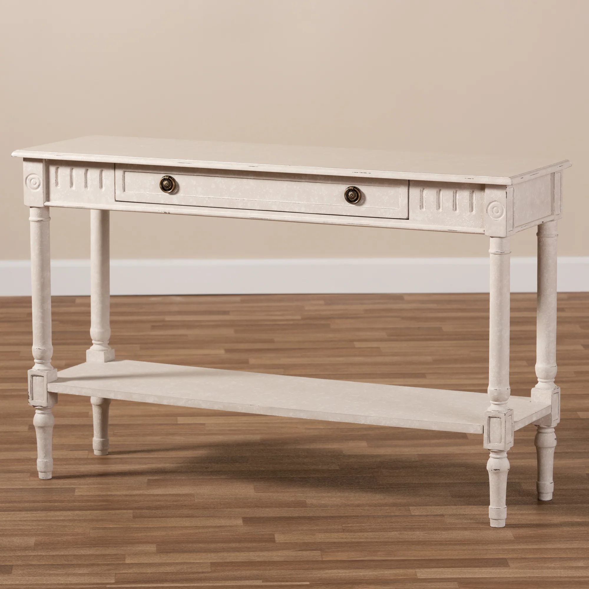 Alt View 6. Baxton Studio - Ariella Country Cottage Farmhouse 1-Drawer Console Table - Whitewashed.