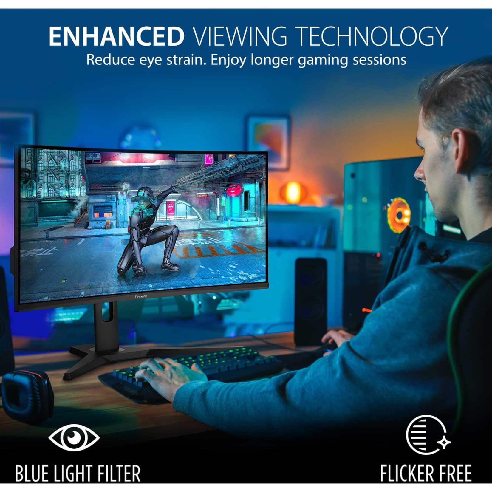 Alt View 18. ViewSonic - VX3418-2KPC 34" LCD Curved FHD Adaptive Sync Gaming Monitor (DisplayPort HDMI) - Black.