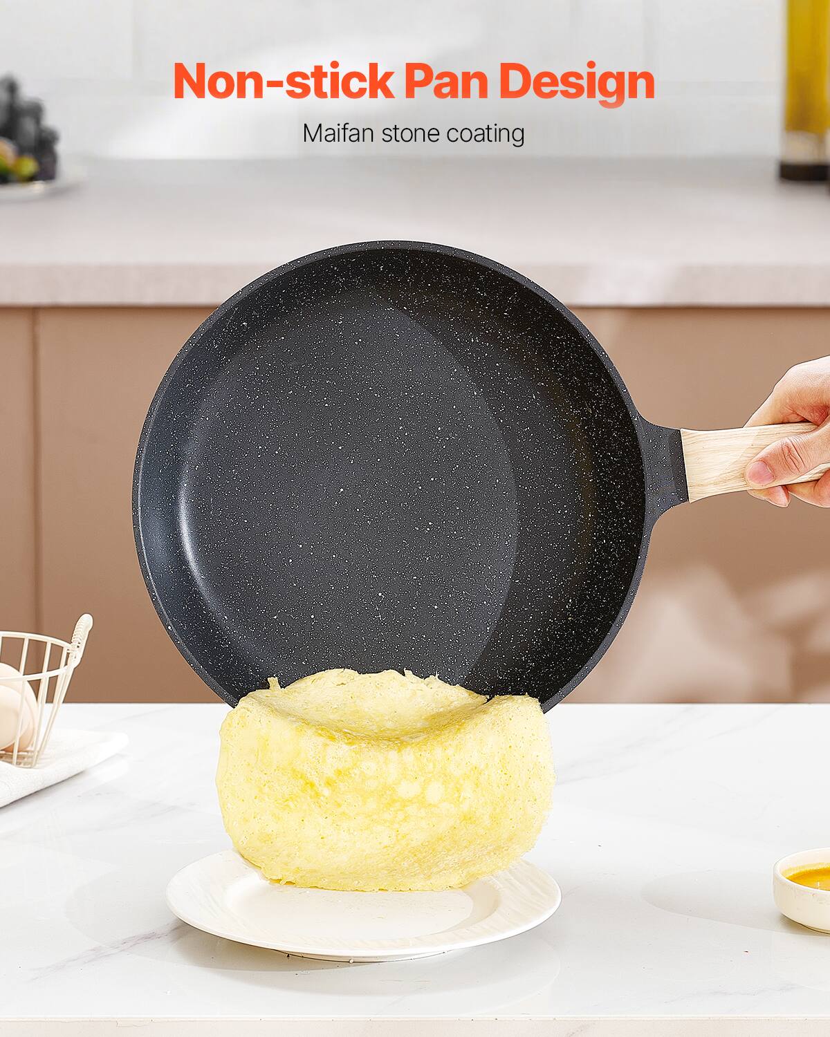 Non-stick Pan Design  
Maifan stone coating