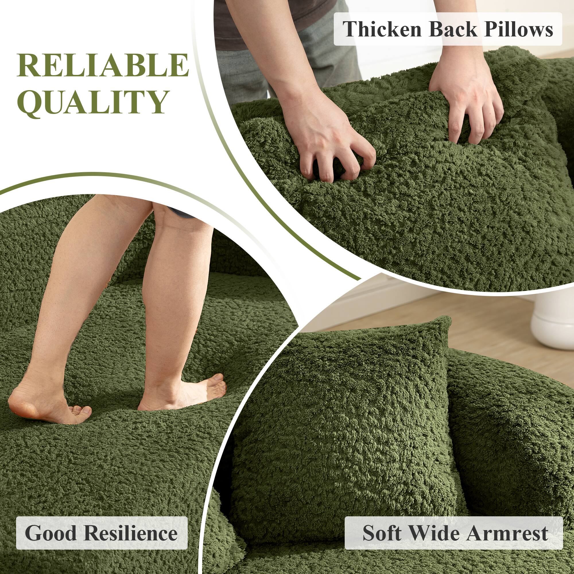 RELIABLE QUALITY

Thicken Back Pillows

Good Resilience

Soft Wide Armrest