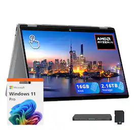 HP - OmniBook X 14" 2K Touchscreen,AMD Ryzen AI 5 340,16GB RAM,2TB SSD+160GB Dock Set,Backlit keyboard,Win 11 Pro - Silver