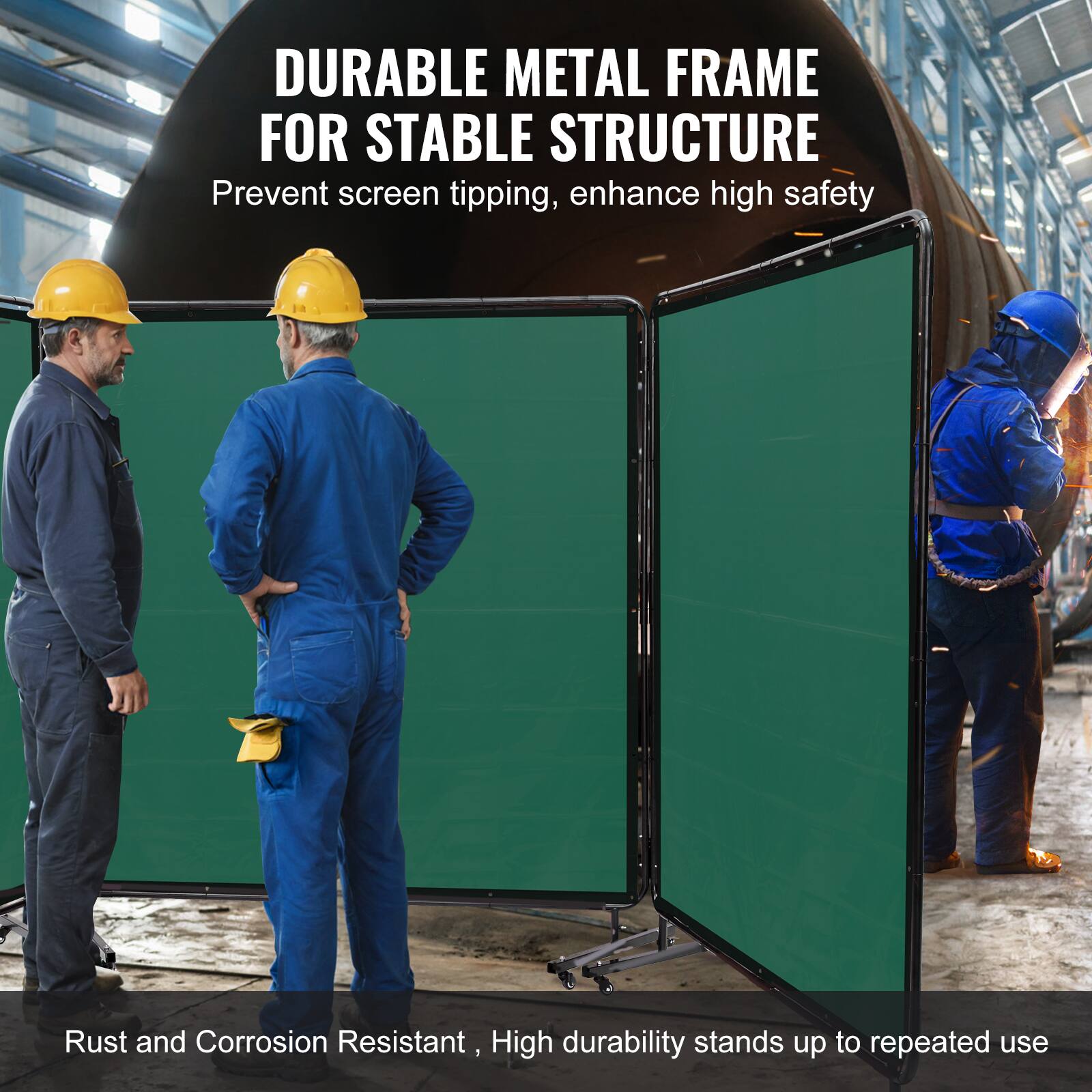 DURABLE METAL FRAME FOR STABLE STRUCTURE  
Prevent screen tipping, enhance high safety  

Rust and Corrosion Resistant, High durability stands up to repeated use