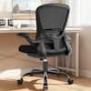 Front. KERDOM - Ergonomic Desk Chair, Swivel Computer Chair with Flip-up Arms, Adjustable Lumbar Support & Height, Breathable Mesh, Tilt - Black.