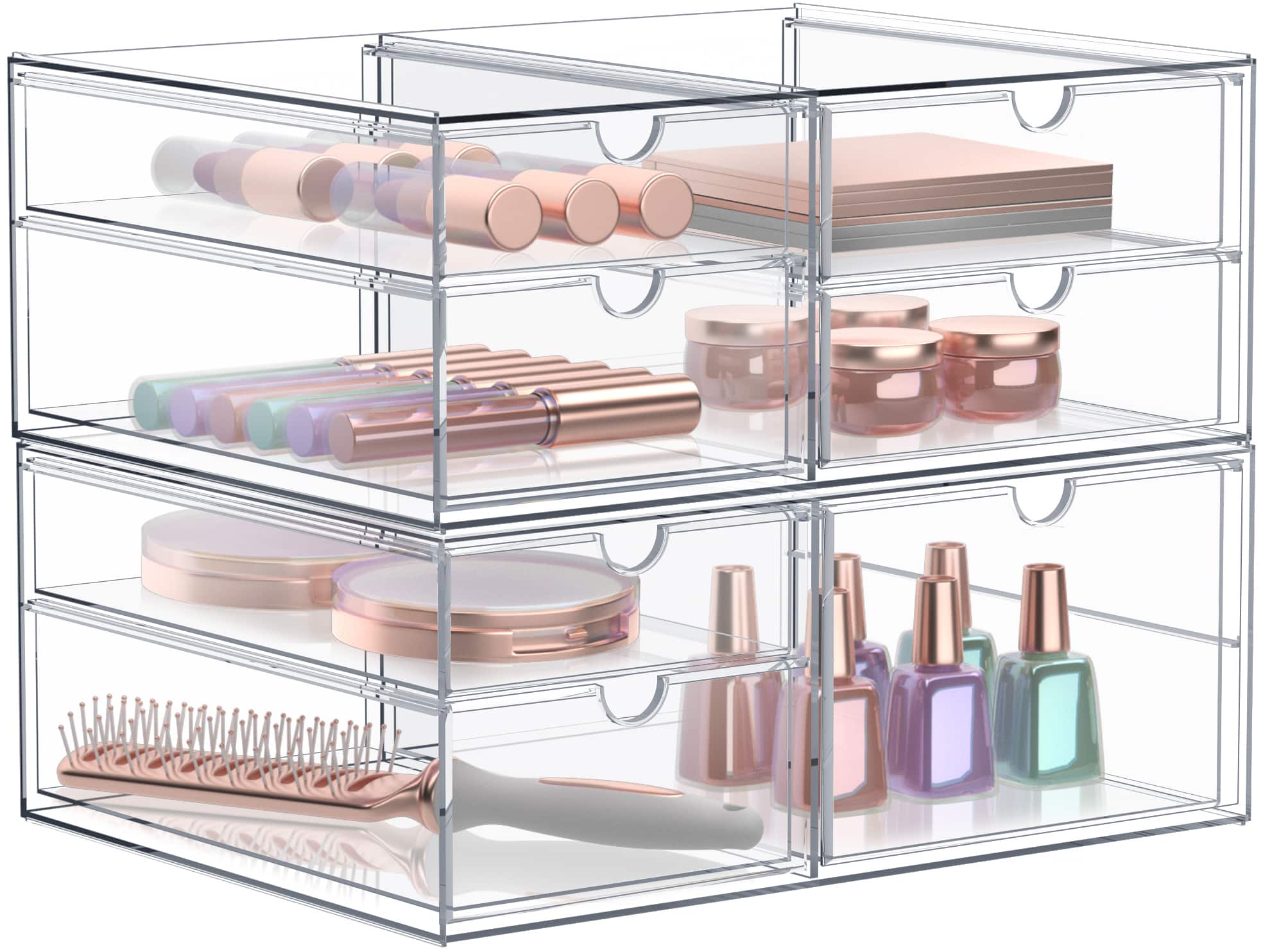 Sorbus - 7 Drawers Acrylic Organizer for Makeup, Organization and Storage, Art Supplies, Jewelry,- 2 Pcs - Clear