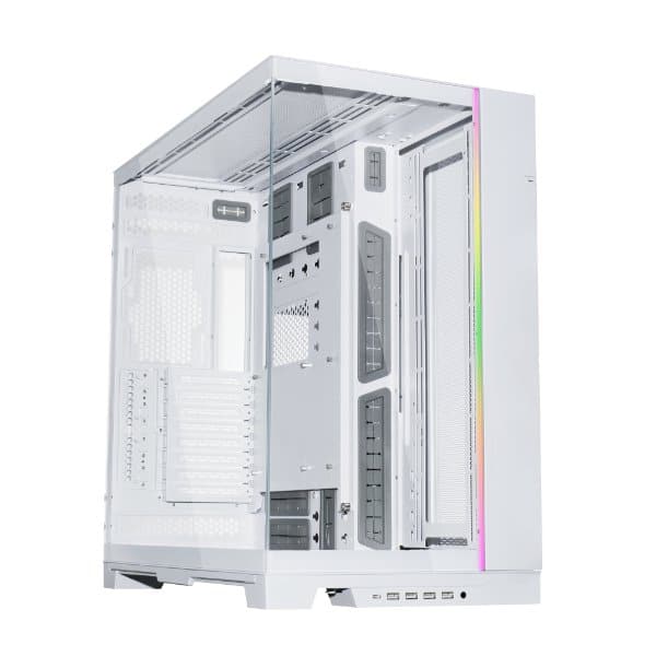Lian Li - Dynamic EVO XL - Up to 280mm E-ATX Motherboard - ARGB Lighting Strips, Front and Side Tempered Glass Panels,O11DEXL-W.US - White
