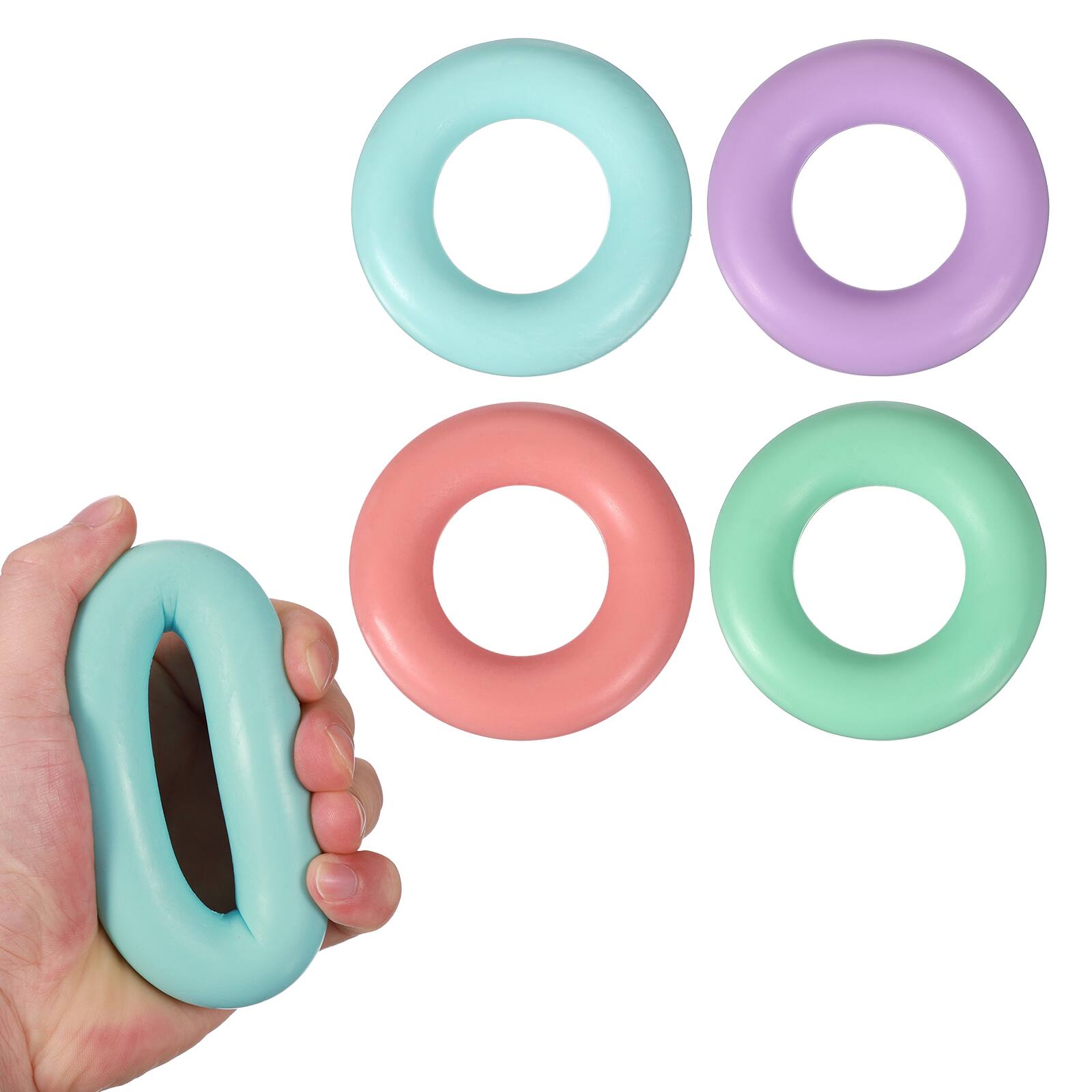 Front. Unique Bargains - 4pcs Set 3.5" 20-50LB Pro Hand Gripper - Durable Non-Slip Exercise for Athletes, Rock Climbing, Workout & Fitness - Mint Green, Orange, Green, Purple.