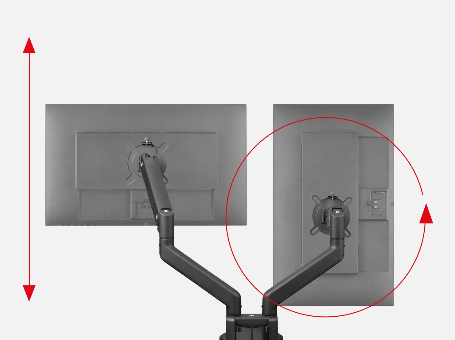 Back. One for All - MONITOR ARM, SOLID, DUAL, BLACK, US - Black.