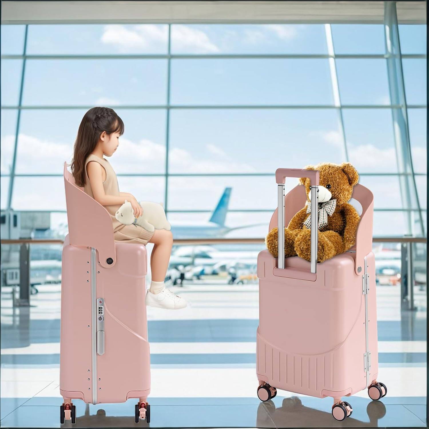 Alt View 6. Circus Cirle - 20" Ride-on Luggage with Seat For Kids & Adults - Pink.