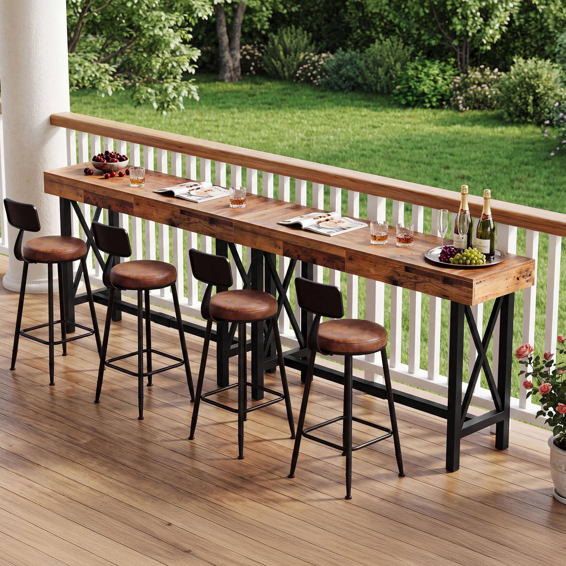 Alt View 1. Tribesigns - 70.9-Inch Extra Long Bar Table, Industrial Counter Height Table - Brown & Black.