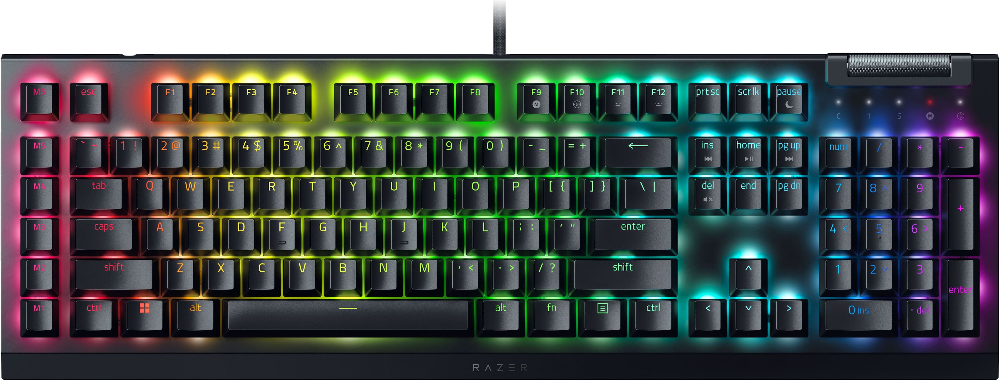 Razer - BlackWidow V4 X Full Size Wired Mechanical Green Clicky Switch Gaming Keyboard with Chroma RGB Backlighting - Black - Front_Zoom