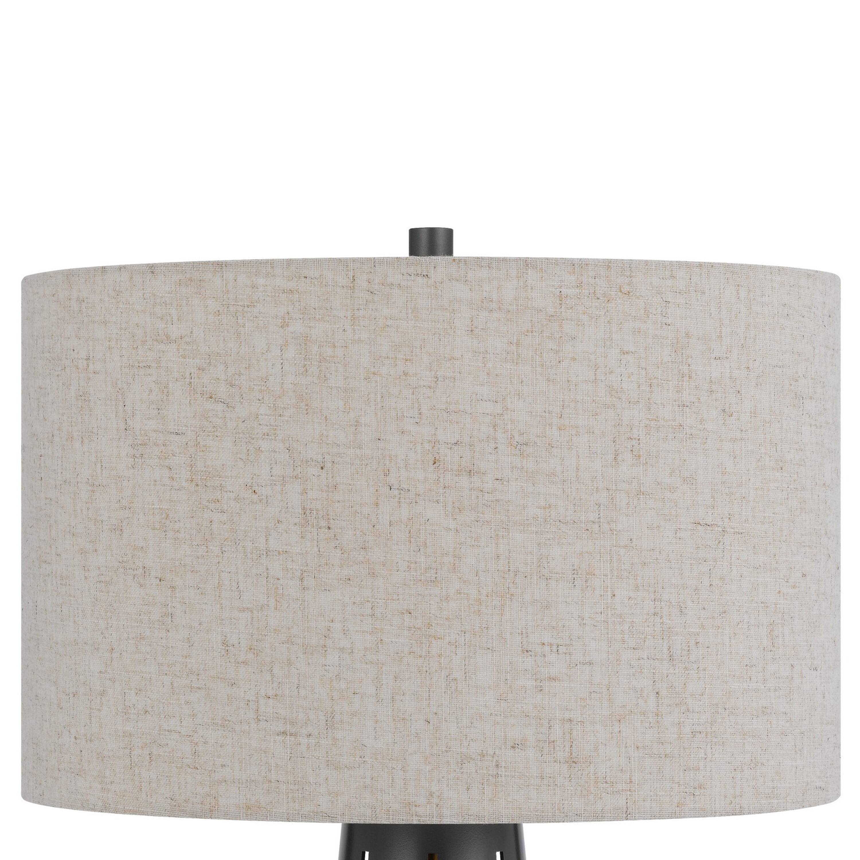 Angle. Manhattan Lane - Tiy 30 Inch Table Lamp, Hardback Drum Shade, Iron Cone Base - Gray, Off White.