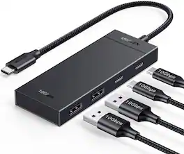 UGREEN - 4-Port USB 3.2 Hub, USB-C to 2×USB-A & 2×USB-C Splitter for Laptops, PC, and More - Black