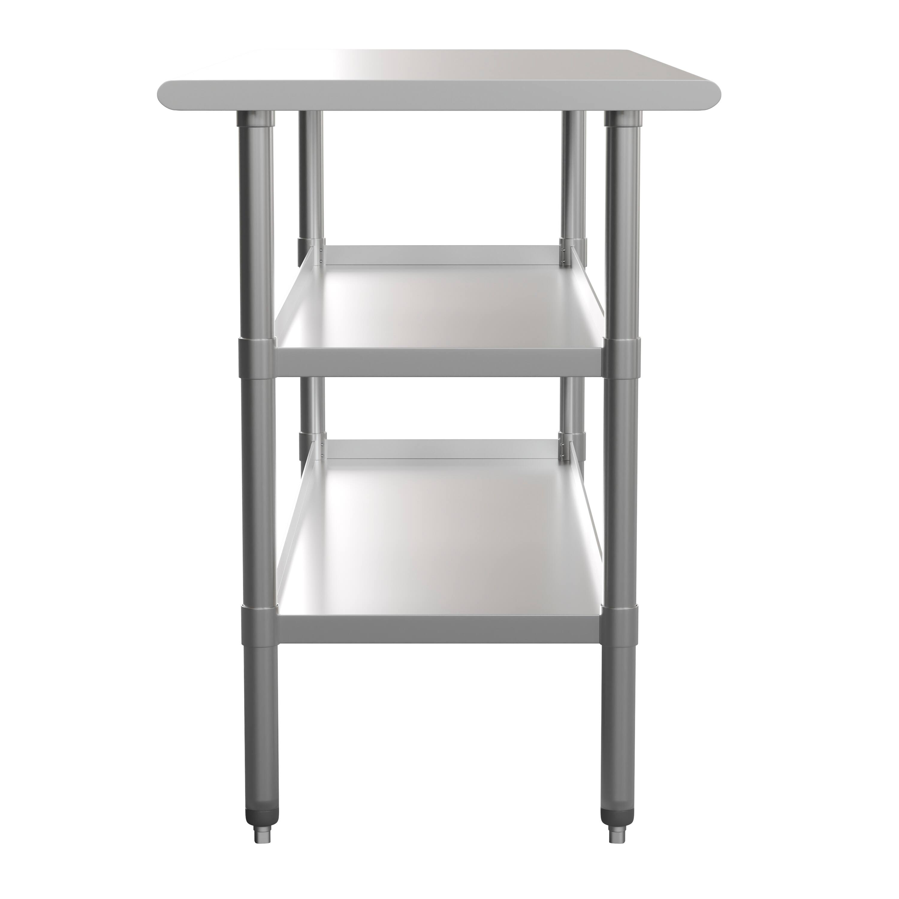 Alt View 5. Emma + Oliver - NSF Certified Stainless Steel 18 Gauge Work Table with 2 Undershelves - Stainless Steel.