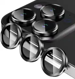 Entronix - Premium Camera Lens Protector for iPhone 13 Pro and 13 Pro Max - Stylish Metal Design - Black