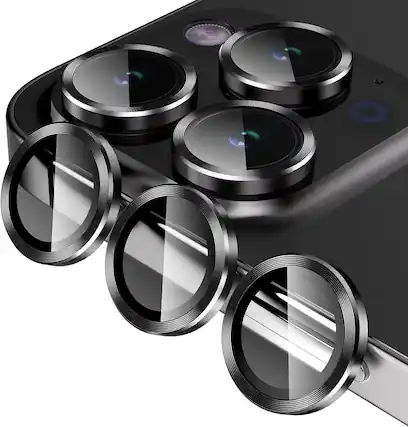 Front. Entronix - Entronix Premium Camera Lens Protector for iPhone 13 Pro and 13 Pro Max - Stylish Metal Design - Black.