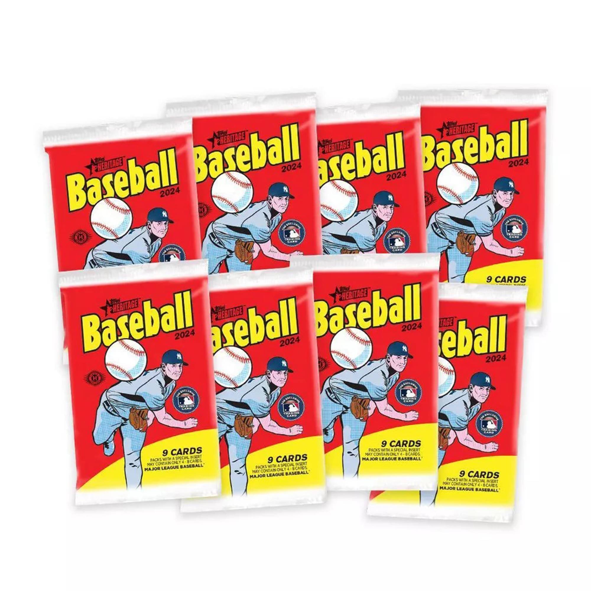 Sure, here is the corrected and grouped text from the image:

---

**Baseball Heritage 2024**

- 9 CARDS
- PACKS WITH A SPECIAL FEATURE
- MAJOR LEAGUE BASEBALL

---

**Baseball Heritage 2024**

- 9 CARDS
- PACKS WITH A SPECIAL FEATURE
- MAJOR LEAGUE BASEBALL

---

**Baseball Heritage 2024**

- 9 CARDS
- PACKS WITH A SPECIAL FEATURE
- MAJOR LEAGUE BASEBALL

---

**Baseball Heritage 2024**

- 9 CARDS
- PACKS WITH A SPECIAL FEATURE
- MAJOR LEAGUE BASEBALL

---

**Baseball Heritage 2024**

- 9 CARDS
- PACKS WITH A SPECIAL FEATURE
- MAJOR LEAGUE BASEBALL

---

**Baseball Heritage 2024**

- 9 CARDS
- PACKS WITH A SPECIAL FEATURE
- MAJOR LEAGUE BASEBALL

---

**Baseball Heritage 2024**

- 9 CARDS
- PACKS WITH A SPECIAL FEATURE
- MAJOR LEAGUE BASEBALL

---

**Baseball Heritage