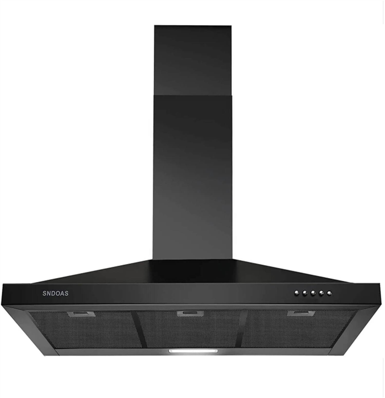 Lycvki - 35 inches - Convertible - Wall Range Hood - Black Stainless Steel