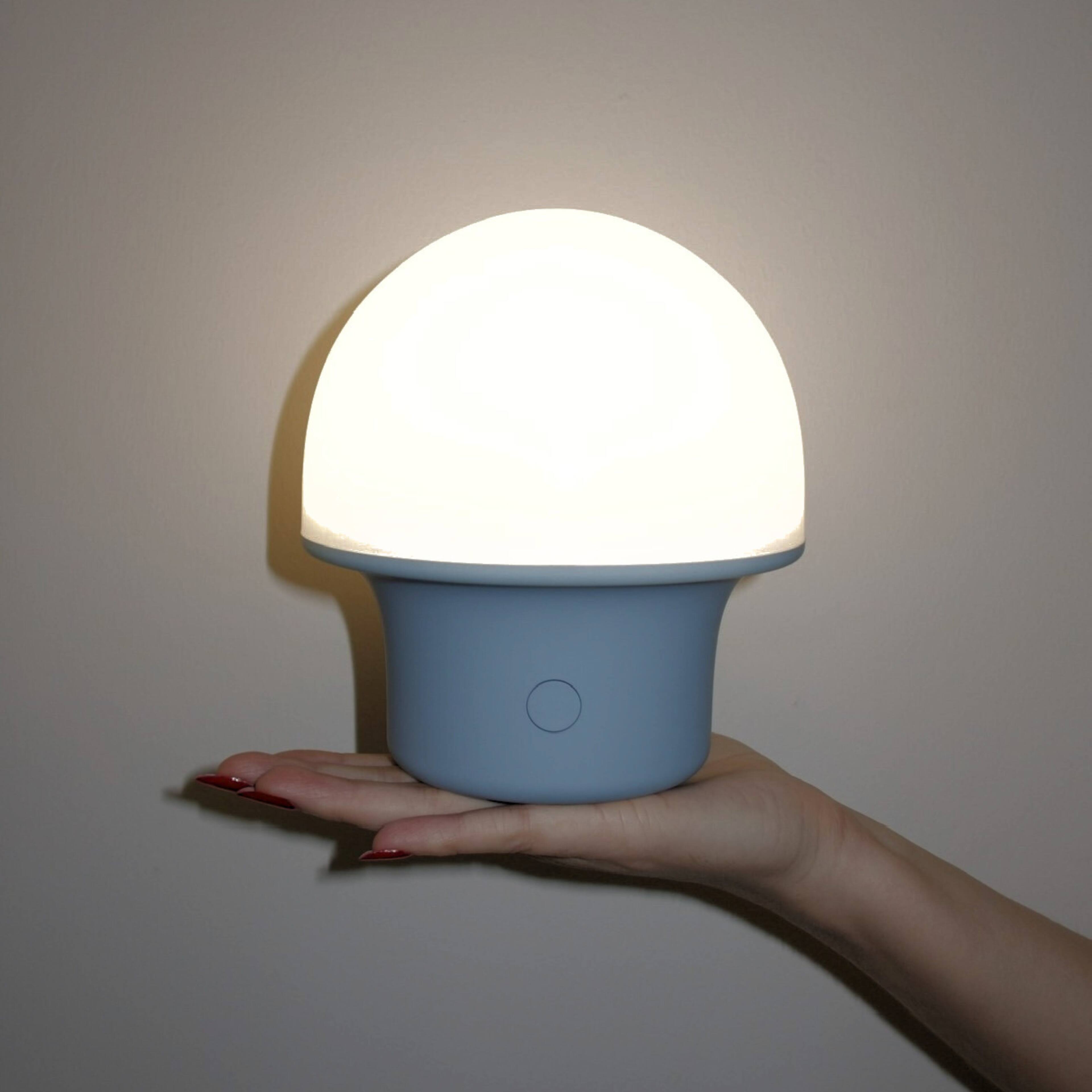 Alt View 1. Brightech - Portobello LED Modern Industrial Round Dome Dimmable Cordless Portable Indoor Outdoor Rechargeable Camping Desk Lamp - Matte Blue.