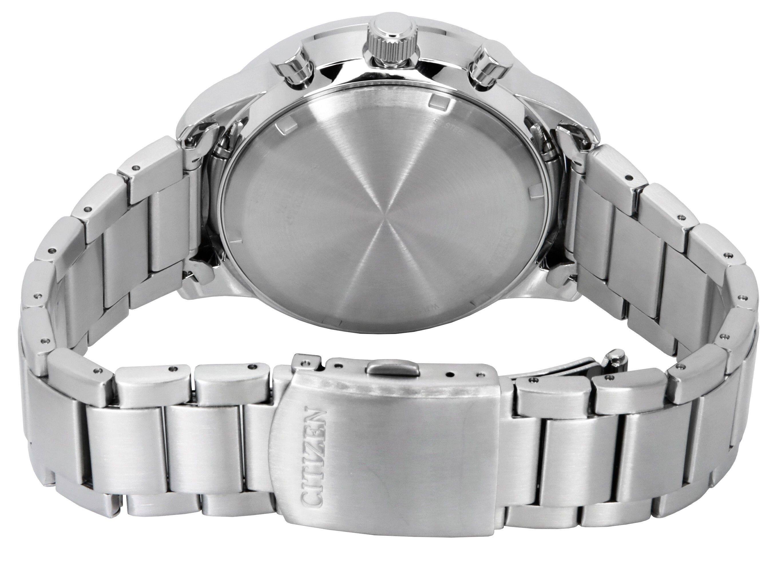 Back. Citizen - Eco-Drive Chronograph Tachymeter Telemeter CA4500-91X Mens Watch Stainless Steel Green Dial 100M - Silver, Green.