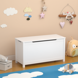 GOODSILO - Kids' Toy Box: Large Wooden Storage Chest with Safety Lid for Playroom Organization - White