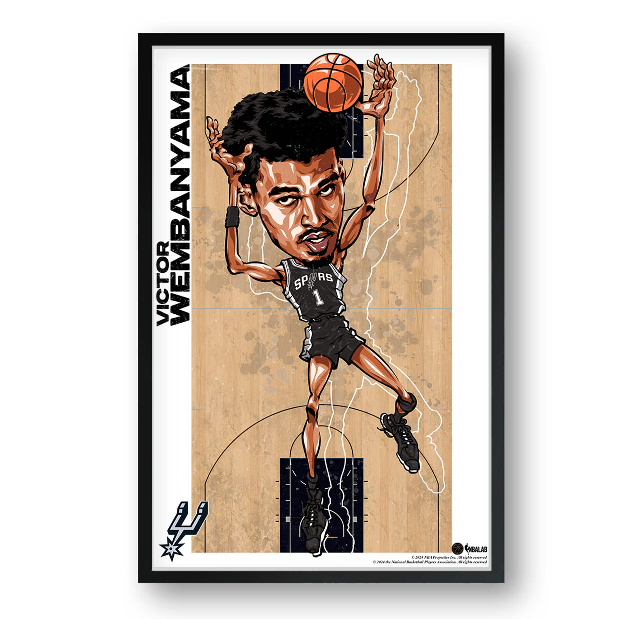 Sporticulture - Victor Wembanyama San Antonio Spurs Framed 14" x 20" Player Caricature Art - Multicolor