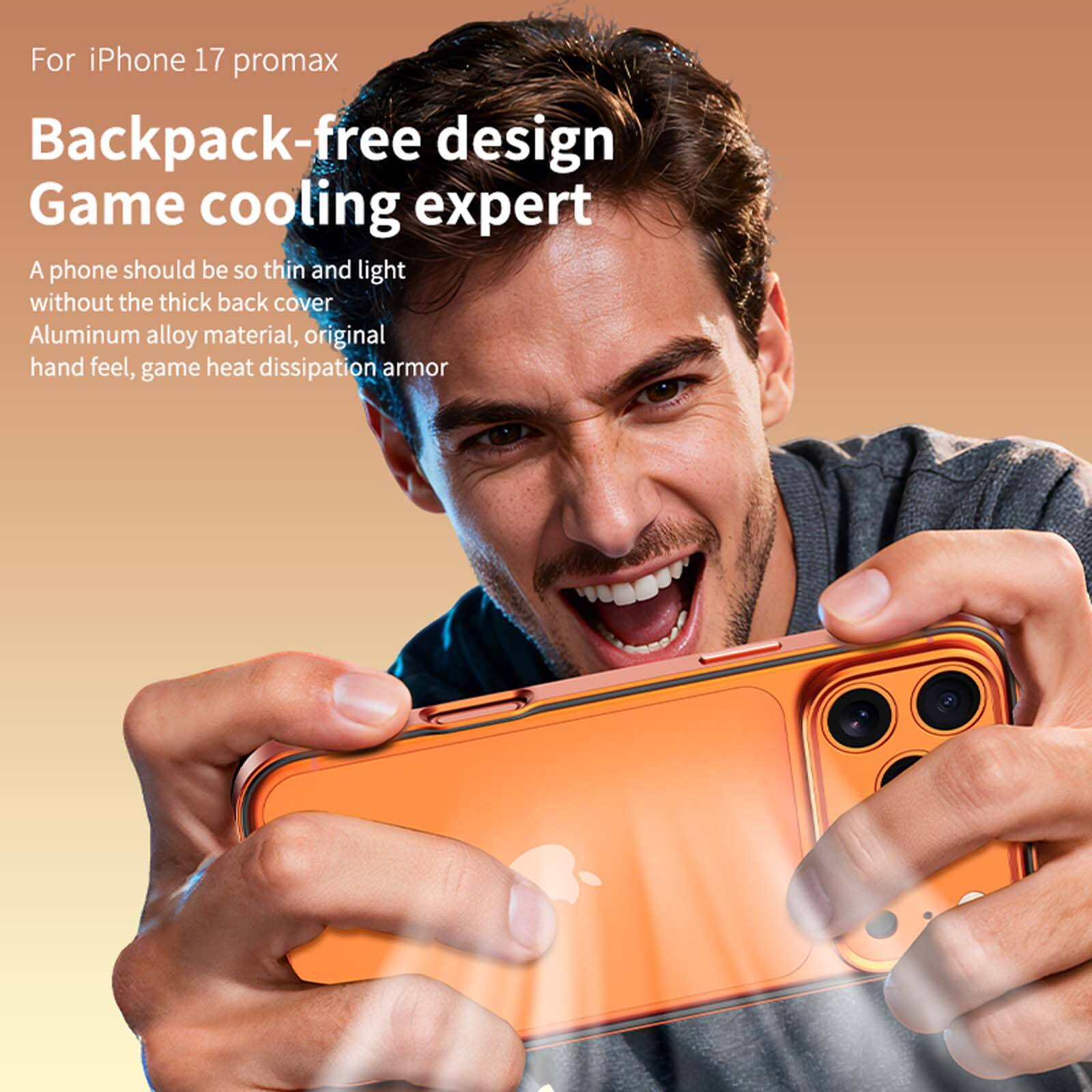 For iPhone 17 promax  
Backpack-free design  
Game cooling expert  

A phone should be so thin and light without the thick back cover  
Aluminum alloy material, original hand feel, game heat dissipation armor