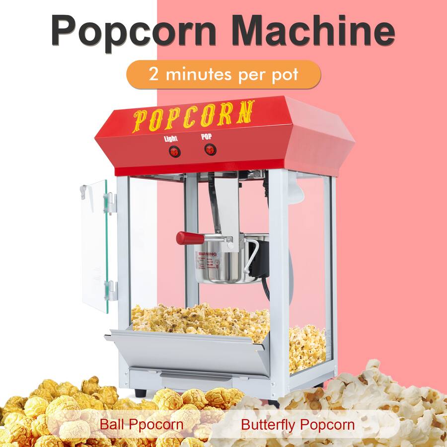 GOODSILO 6 Ounce Popcorn Maker Popper, Bar Style Popcorn Machine Red ...