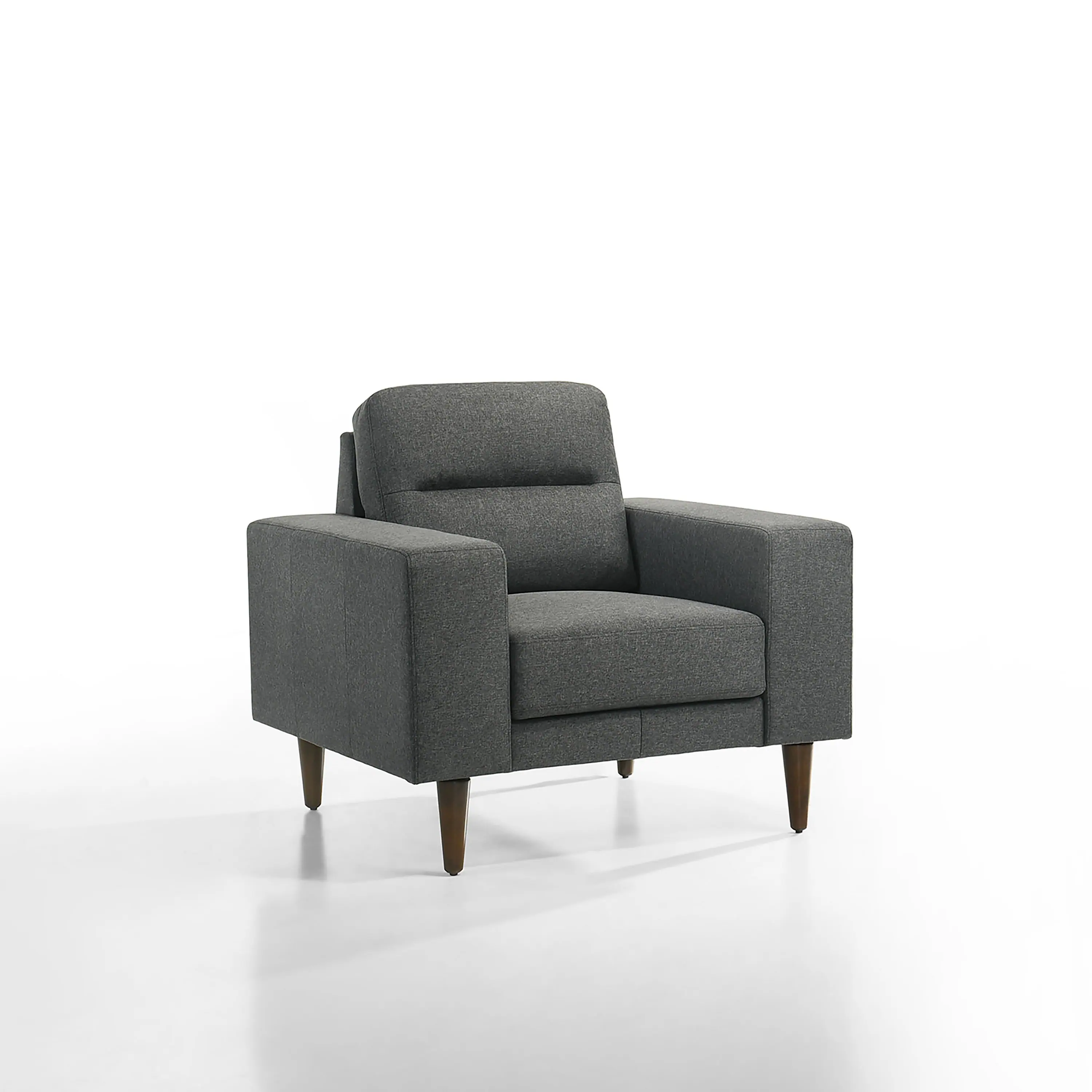 Front. Manhattan Lane - Vile Accent Chair, Plush Gray Fabric, Classic Tape Solid Wood Legs - Gray, Brown.