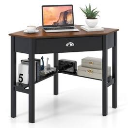 Kadyn - Corner Wooden Piece Laptop Computer Desk-Coffee, Home Office Desks, Gaming Computer Desks for Study,Working,Writing - Brown