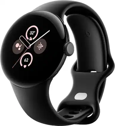 Front. Google - Pixel Watch 2 (2023) 41mm (GPS Only, No Cellular) Aluminum - Matte Black.