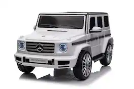 BreeBe - Licensed Mercedes-Benz G500 24V Kids ride on Car with 2.4G Remote, 3-Speed, USB, MP3, Bluetooth, LED, Safety Belt - White